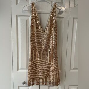 Party dress sequin size small warm ones like new champagne, nude rose gold